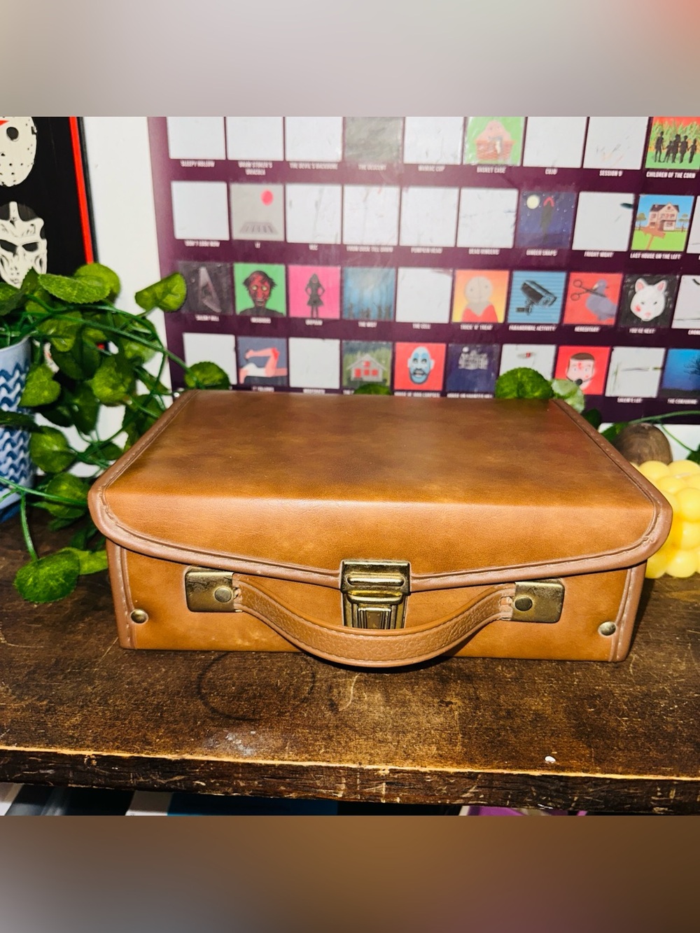 Vintage Brown Cassette Tape Music Holder Carrying Case